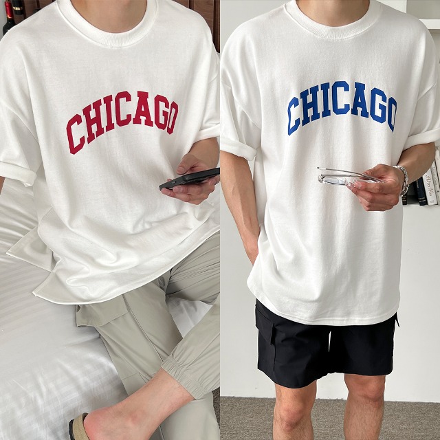 크레이지 시카고 오버 반팔 티셔츠(3color)